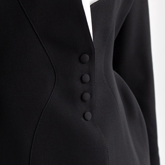 Iconic Thierry Mugler Vintage S/S 1994 Black White Zigzag Sculptural Jacket - Picture 9 of 16